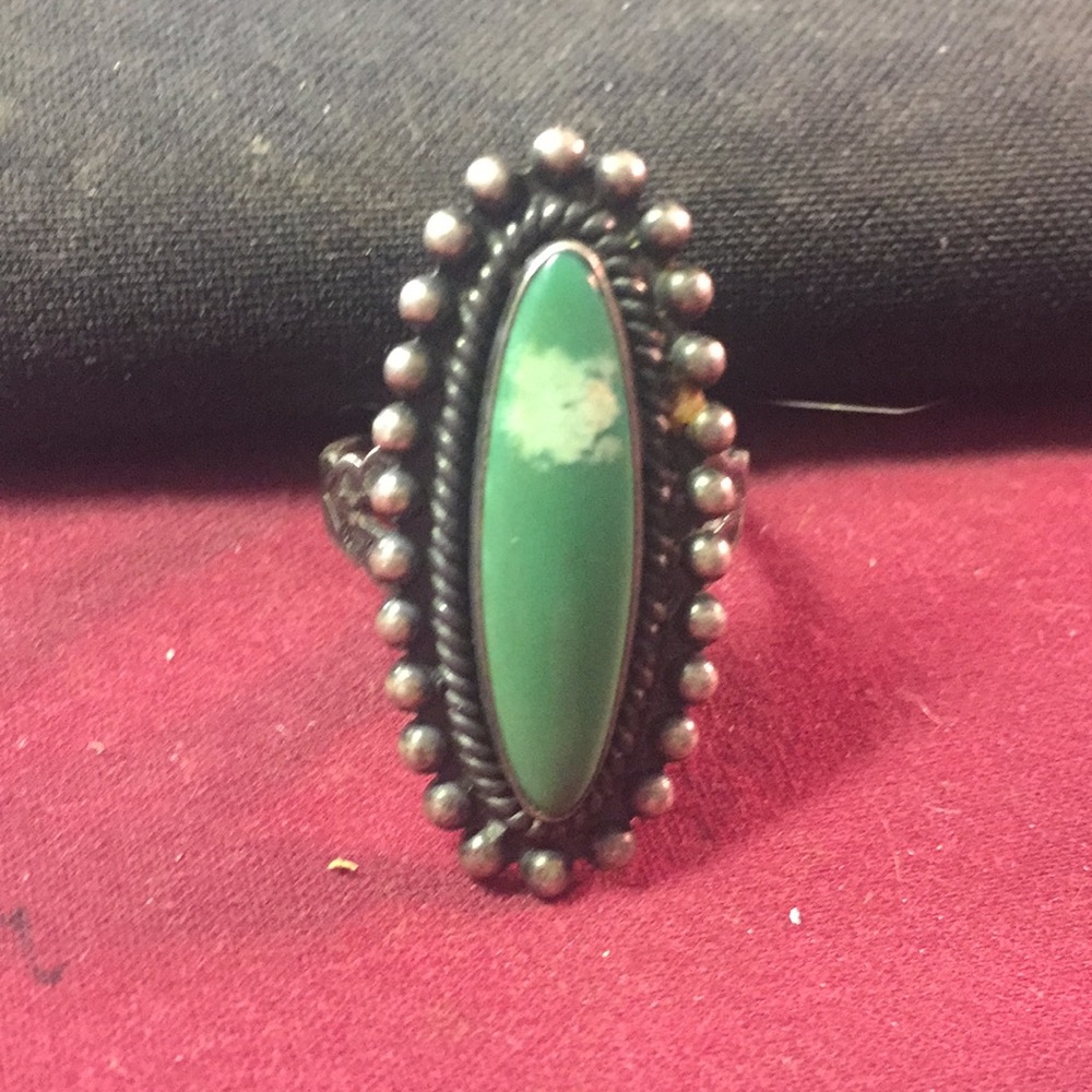 Green Turquoise sterling ring marked